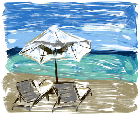 Beach Chairs and Umbrella