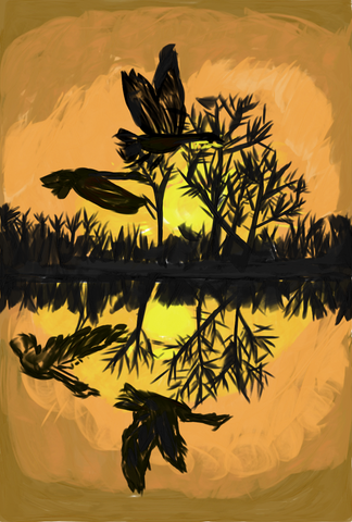 Bird Reflecting on Water – Karyn Douthitt Artwork